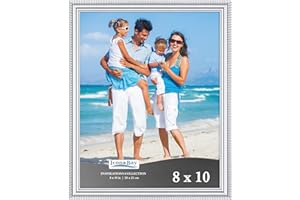 Icona Bay - 8x10 Silver Picture Frame - Beautifully Detailed Molding - Contemporary Picture Frame - Wall Mount or Table Top - Inspirations Collection