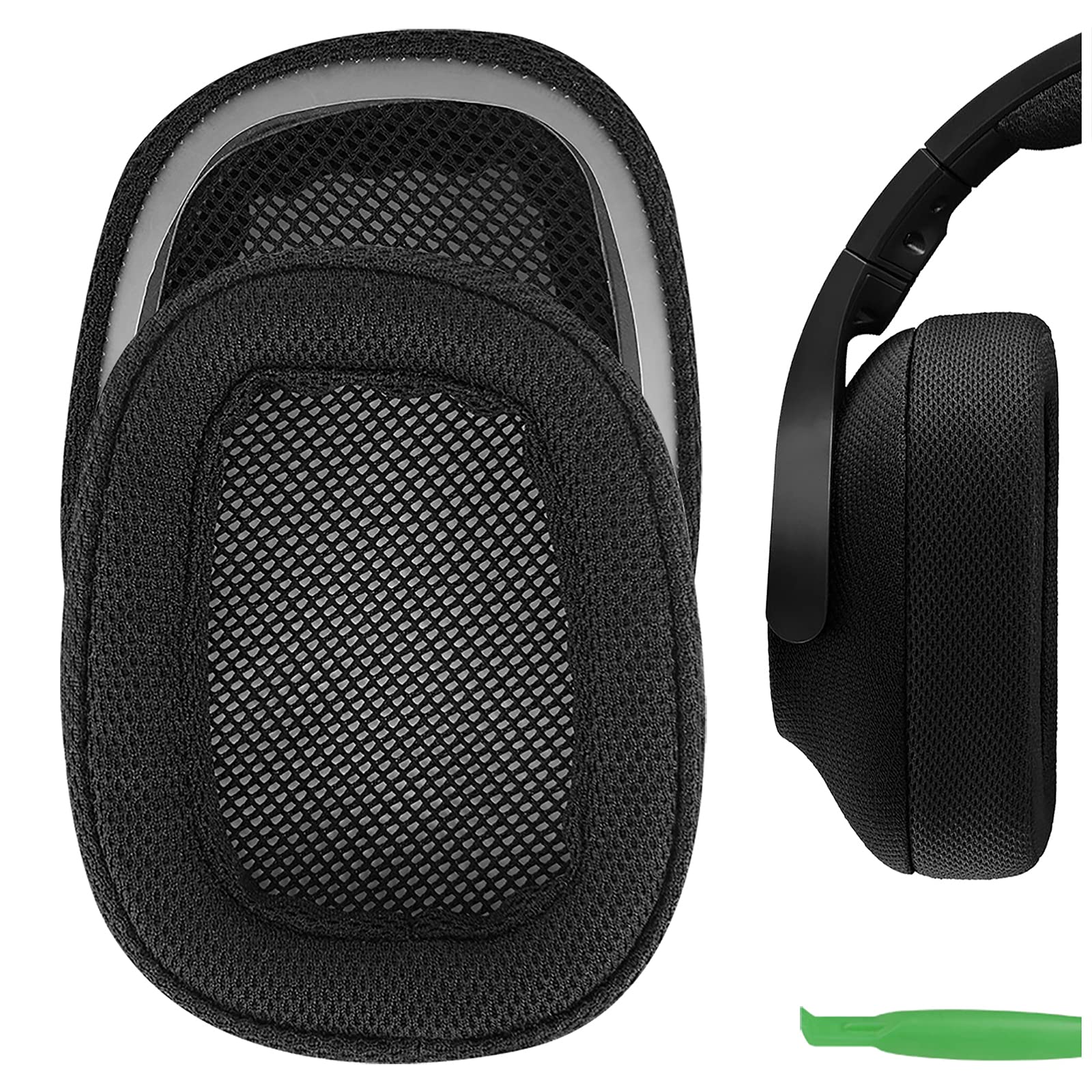 Geekria Comfort Mesh Fabric Replacement Ear Pads for Logitech G433/ G233/ GPRO Headphones Ear Cushions, Repair Parts (Black)