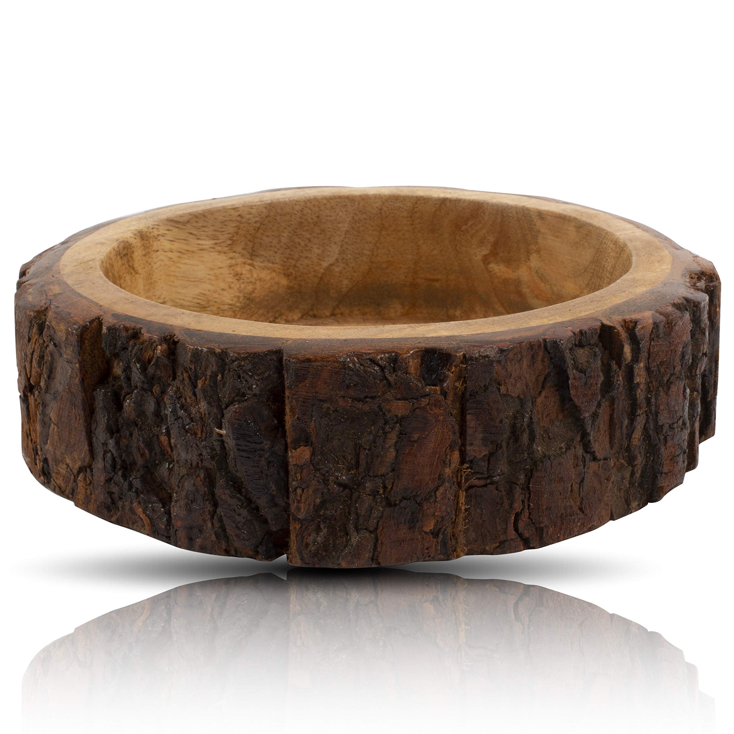 Beautiful Handmade 17 cms Decorative Wooden Snack Serving Bowl For Dry Fruits Chips Coffee Table Countertop Display Key Bowl Tableware Kitchen Living Room Home Decor Accents Dinnerware