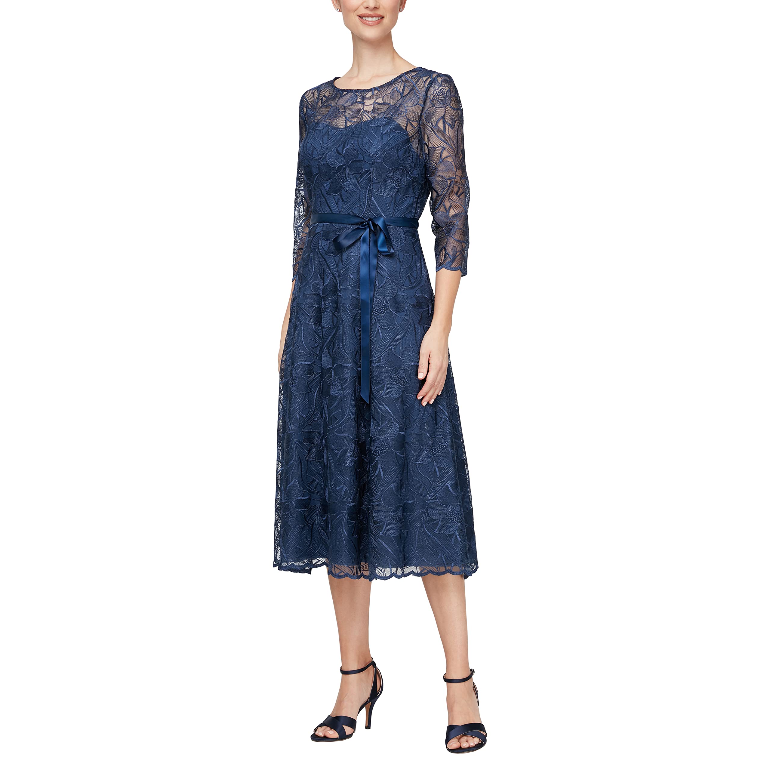 Alex Evenings 8175929 Tea Length Printed Formal Dress main image 0