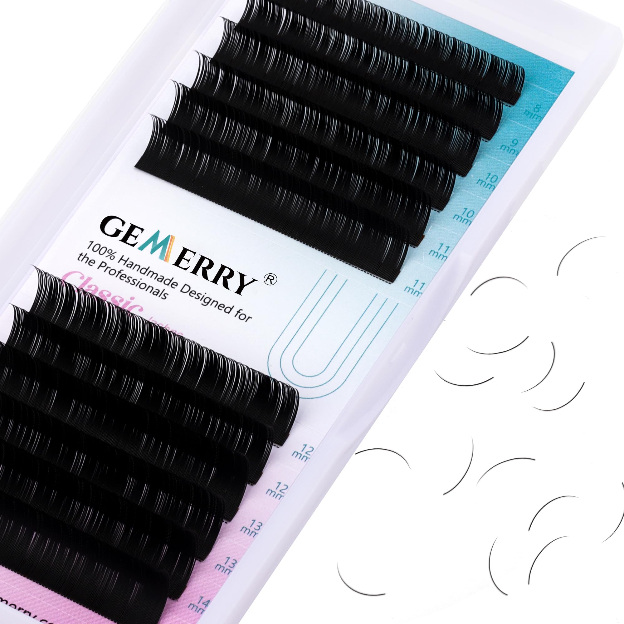 GEMERRY Classic C Curl Lashes 0.18mm 8-14mm Mix 1:1 Black Silk Eyelash Extensions
