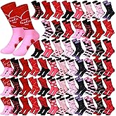 Silicherry 60 Pair Valentines Day Socks Bulk Love Heart Crew Socks Valentines Pink Socks for Women Girl Adult (Stylish)