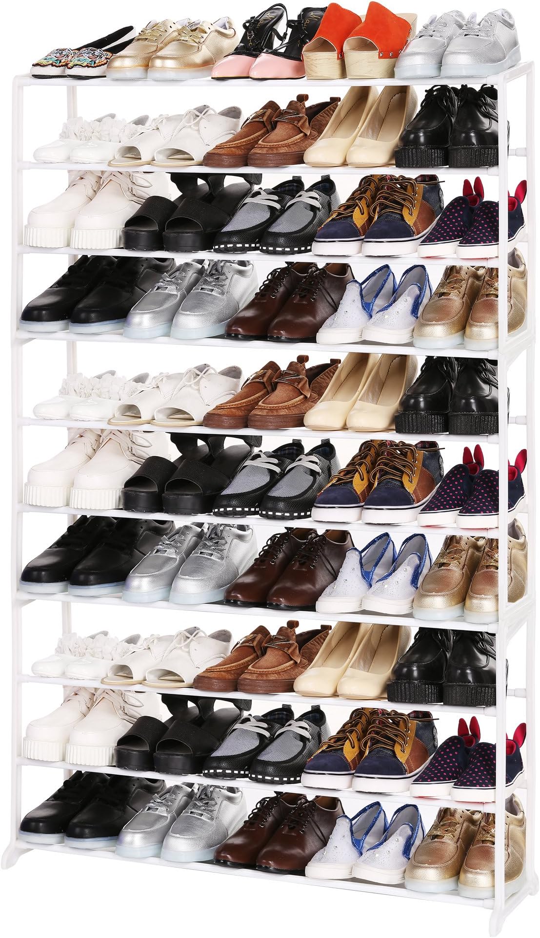 Homdox BATHWA 10 Tiers Shoe Rack Storage Shoe Tower Shelf Stackable Entryway 50 Pairs Shoe Storage Unit,White