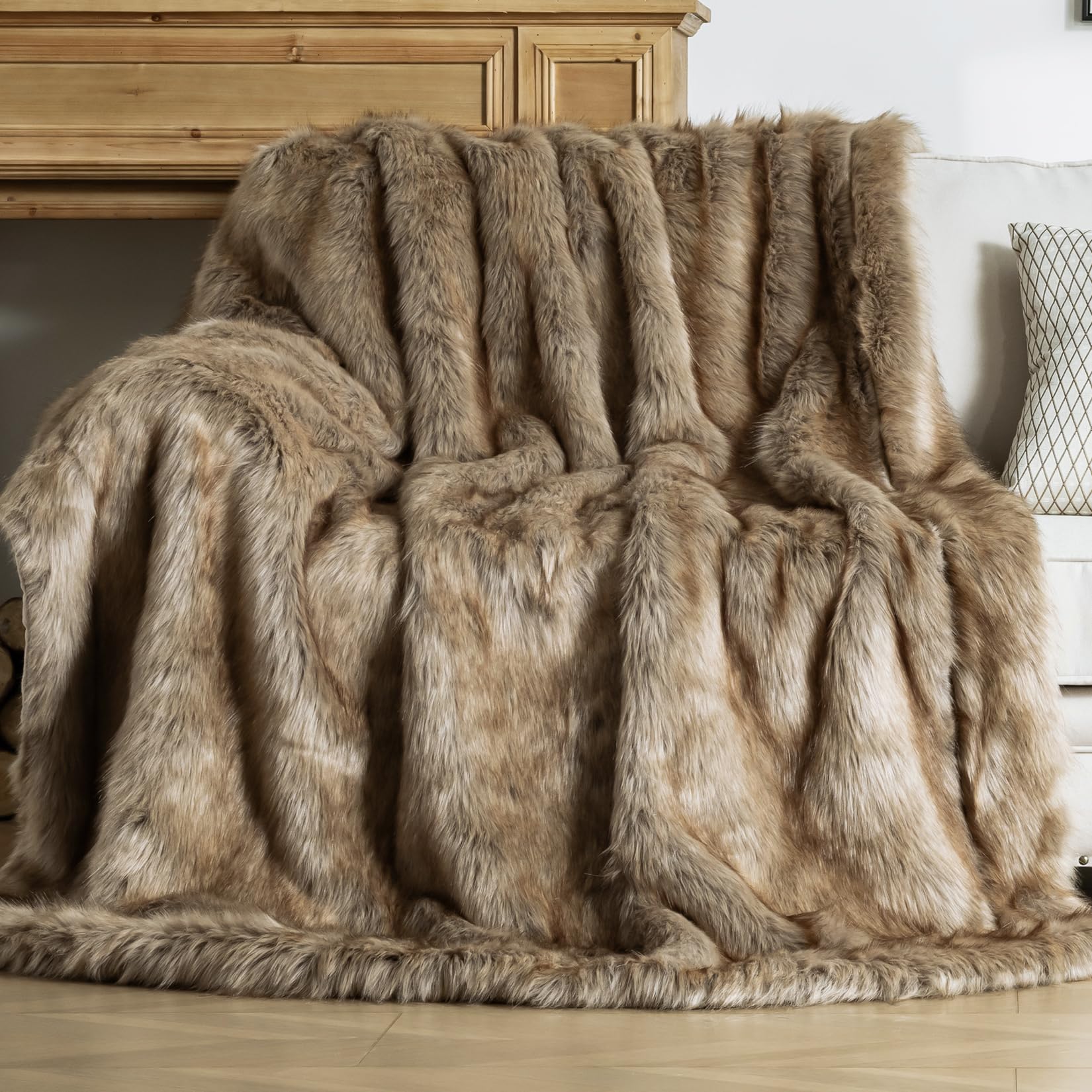 Photo 1 of OMERAI Faux Fur Blanket, Ultra Soft Luxury Fuzzy Throw Blanket, Long Pile Plush Cozy Warm Decorative Blanket for Couch, Sofa, Chair, Bed, Heavy Weight, 60" x 80", Yellow