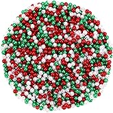 UPINS 1200Pcs Christmas Pearl Beads, Red Green and White Beads Xmas Holiday Party Decoration Necklace Earrings Hair 6mm Beads DIY Ornament Kit