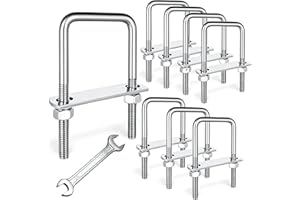 SRZTXU 8 Sets M8 Square U-Bolts,u-Bolts 2 inch Wide,304 Stainless Steel Square u-Bolts,with Nuts,Bolt Plate and washers