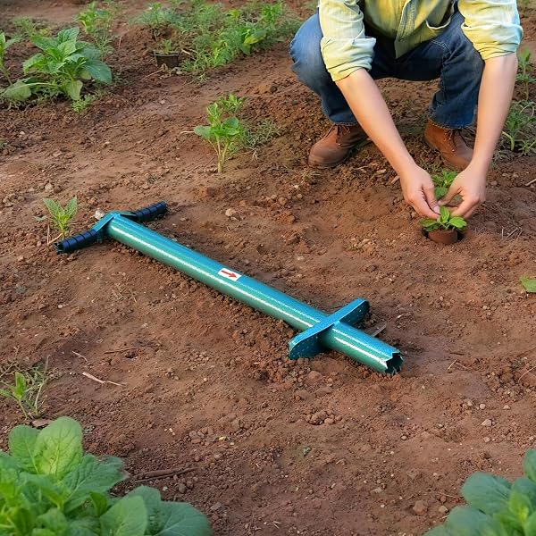 RONDAUNO SOD PLUGGER BULB PLANTER PLANTING TOOL, EASY TO ASSEMBLE GARDEN TRASNPLANTER WITH SERRATED BASE FOR PLANTING GRASS PLUG FOR DIGGING HOLES TULIPS, DAFFODILS, IRIS