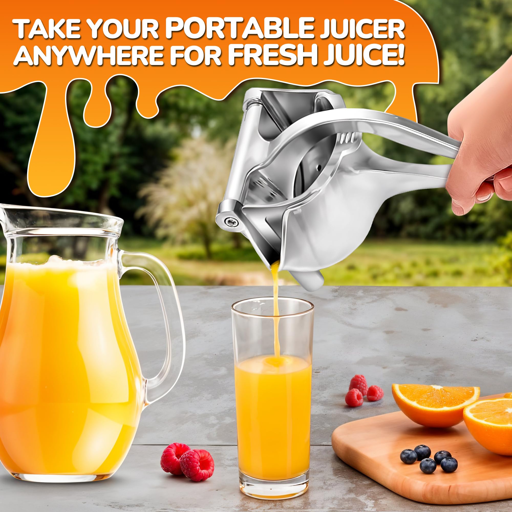 Hand Juicer Squeezer - Aluminum Lemon Squeezer for Effortless Juice Extraction - Manual Hand Press Juicer for Lemon, Orange, Lime, Grapefruit & Pomegranate, Durable Ergonomic Handle, Easy Clean Design