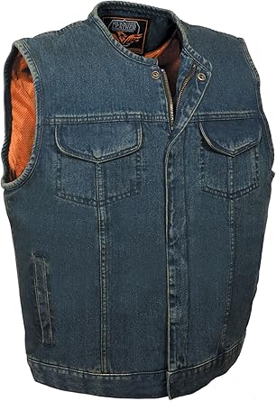 collarless denim jacket mens