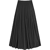 Urban CoCo Women's Tulle Skirt Elastic High Waist Layered Pleated Mesh Flowy A-line Midi Skirt