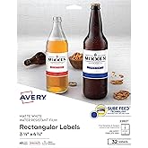 Avery Printable Blank Rectangle Labels, 3.5" x 4.75", White, 32 Customizable Labels (22827)