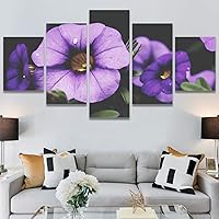 SIGNWIN 5 Panel Canvas Wall Art Modern Art Bohemian Bouquet Colorful Cool Floral Group Multicolor Photography Realism for Home Decorations Ready to Hang - 60