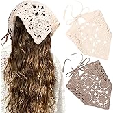 HAIMEIKANG Floral Crochet Hair Bandanas Headscarf 2 PCS Women Hair Scarf Daisy Headband Vintage Head Kerchief for Girls