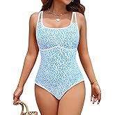 BMJL Womens One Piece Swimsuits Tummy Control Modest Built-in Bra Swimwear Floral Beach Bathing Suits