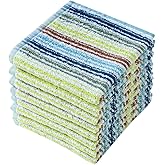 Oeleky Kitchen Dishcloths for Washing Dishes, Ultra Absorbent Dish Rags, Cotton Cleaning Cloths Pack of 8, 12x12 Inches (mix-1, 12x12 inch)