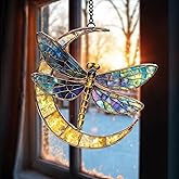 Dragonfly Acrylic Suncatcher Dragon Fly Stained Glass Effect Window Hanging Dragonflies Sun Catcher Bohemian Garden Decor Valentines Day Decoration Gifts for Girlfriend Wife Women Teacher