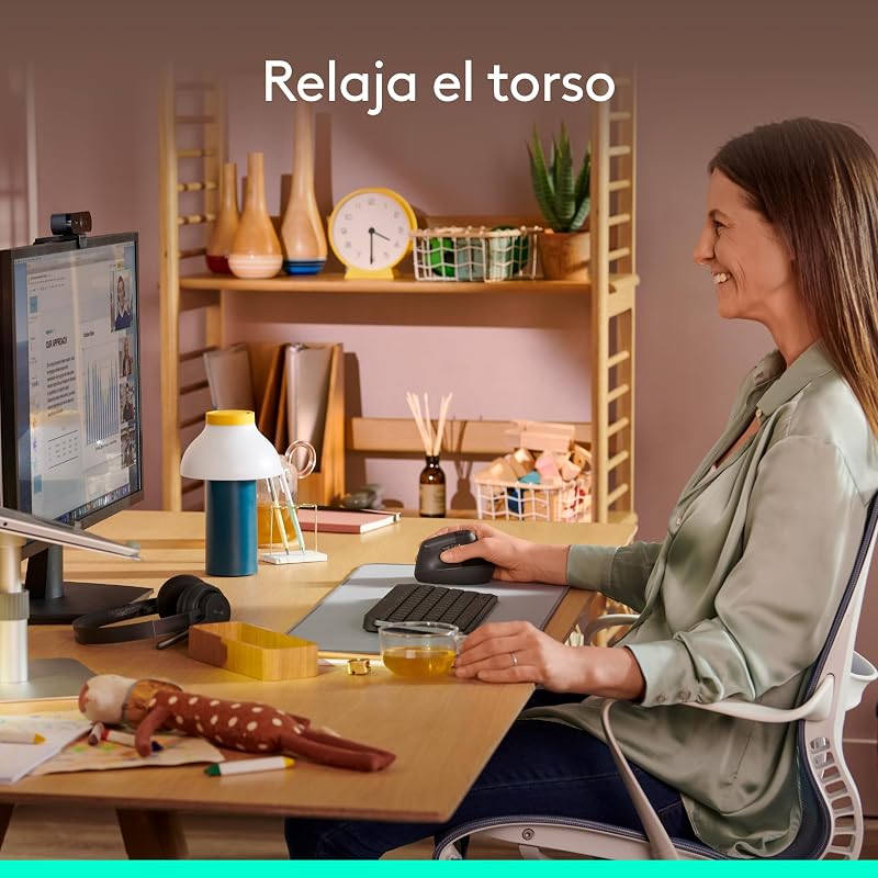 Mouse vertical ergonômico logitech lift, sem fio, receptor usb bluetooth ou logi bolt, cliques silenciosos, 4 botões, compatível com windows/macos/ipados, laptop, pc - grafite