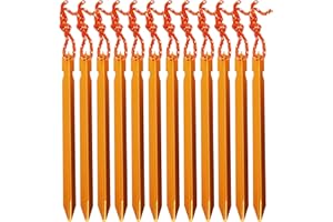 12pcs Aluminum Tent Stakes, Lightweight Tent Pegs for Outdoor Ground Camping Gardening Canopy, Pitching Camping Tent, Heavy D