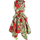 SHENBOLEN Women African Print Dresses Traditional Clothing Casual Party Dress