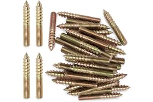 BENLIUDH 100Pcs Hanger Bolts, Double Headed Threaded Rods Self-Tapping Wood Screws Furniture Bolts, M6 X 1-3/5"