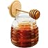 Kayuneed Pot à Miel 500 Ml Avec Cuillère Bois & Couvercle - Grand Goulot, Verre Borosilicate Scellé Pour Cuisine