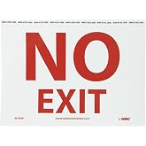 NMC M199P Fire Sign, Legend "NO EXIT", 10" Length x 7" Height | Pressure Sensitive Vinyl, Red on White