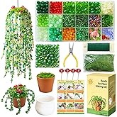 Green Glass Beads for Plant Making,Leaf Flower Beads for Beaded Plants with Plant Pot, Nature Crystal Glass Bead for Jewelry Making DIY Crafts Kit Plants Lover Gifts