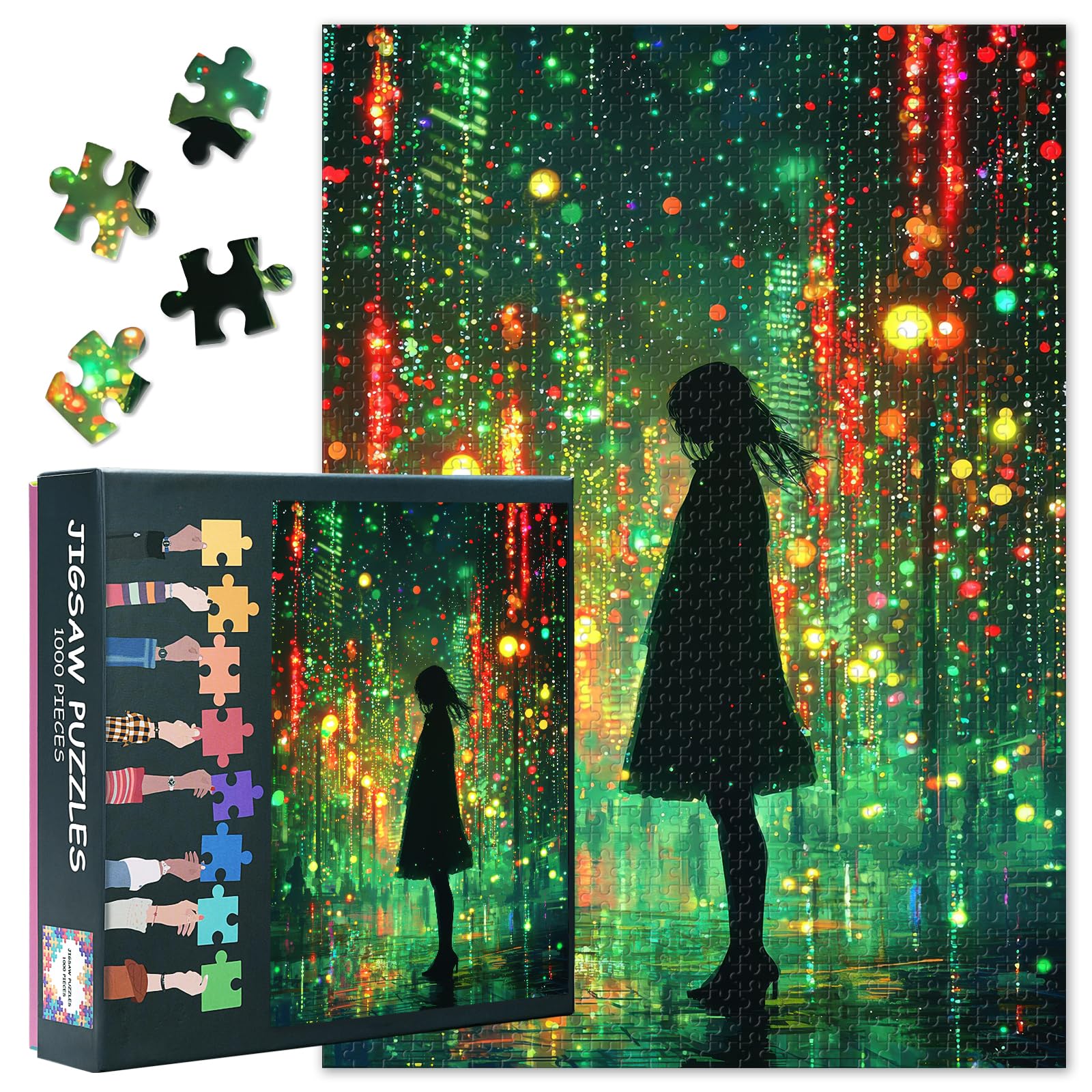Jigsaw Puzzles 1000 Pieces for Adults, Cyberpunk Girl Jigsaw Puzzles, Cyberpunk Street Puzzle, Intellectual Challenge Puzzle Home Decor Finished Size 50x70cm