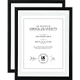 Umbra Floating Frame for Displaying Documents, Diploma, Certificate, Photo or Artwork, 11 x 14 8-1/2 x 11, Black, 2 Count