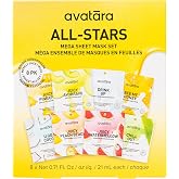 Avatara All-Star Sheet Mask Variety 8-Pack - Hydrating Korean Beauty Face Masks for Tweens and Teens - With Watermelon, Peach, and Aloe - Cruelty-Free, Synthetic Fragrance-Free