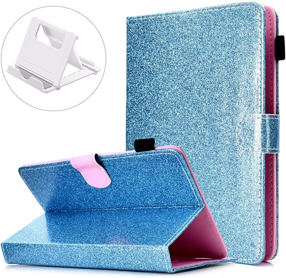 Yobby Compatible with Samsung Galaxy Tab S6 10.5 T860/T865 Case,Glitter Blue Sparkly Lightweight Leather Flip Stand Smart Protective Cover with Pen Holder Auto Sleep/Wake Function