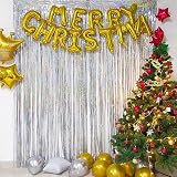 Silver Foil Curtain Backdrop 2 Pack 1x2.5m Tinsel Fringe Decor view 14