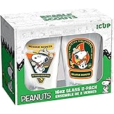ICUP Snoopy Beagle Scouts 2 Pc Pint Glass Set
