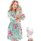 ECO BABY Mommy and Me Robe and Swaddle Set | Maternity Robe and Matching Baby Set for Girl, Boy | Hospital Labor and Delivery