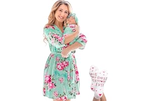 ECO BABY MADE WITH LOVE ECO BABY Mommy and Me Robe and Swaddle Set | Maternity Robe and Matching Baby Set for Girl, Boy | Hospital Labor and Delivery