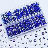 Briskbloom 3000PCS Resin Flatback Rhinestone, 2mm 3mm 4mm 5mm 6mm Dark Blue AB Flatback Jelly Resin Rhinestones for Tumblers, Mugs, Bottles, Craft Decoration, Loose Bling Glitter Gem Stone