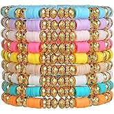 BFFAEAE Friendship Bracelets for Women Heishi Clay Bead Bracelets Beaded Stretch Bff Bracelet Boho Stackable Bracelet Preppy Summer Beach Jewelry Party Favors
