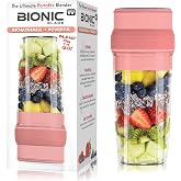 Bionic Blade Mini Portable Blender Juicer Bottle 26.5 oz, BPA-Free - Cordless &amp; Rechargeable, Travel-Friendly Size for Smoothies, Shakes, Juices, Home &amp; Kitchen Essentials, Peach, As Seen on TV