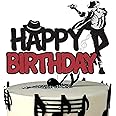 Cool King of Pop Happy Birthday Cake Topper Black Red Glitter Dancing King Queen Cake Decorations Band Themed Party Supplies