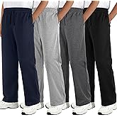 Aocku 4 Pack Boys Sweatpants Boys Athletic Joggers Pants Kids Youth Open Bottom Pants with Pockets Drawstring