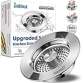 Upgraded 3 in 1 Kitchen Sink Drain Strainer | Stainless Steel Sink Stopper, Anti-Clogging Food Catcher Basket, Bounce Core Drain Strainer Plug for 3 1/2 inch Drain