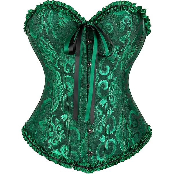 トップス corset XS Corset XS-6XL Blue Jacquard Ruffle Corset Women's Plus Size