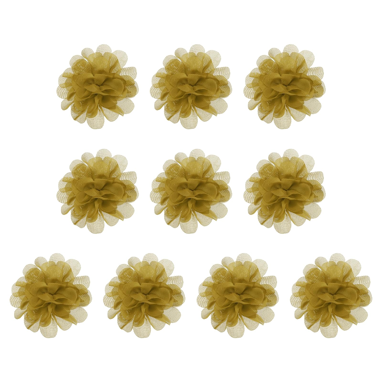 PATIKIL 2.8" Chiffon Flowers, 10 Pcs Mesh Fabric Flowers Sewing Fabric Appliques Headband Embellishments for DIY Craft Wedding Decor, Ginger
