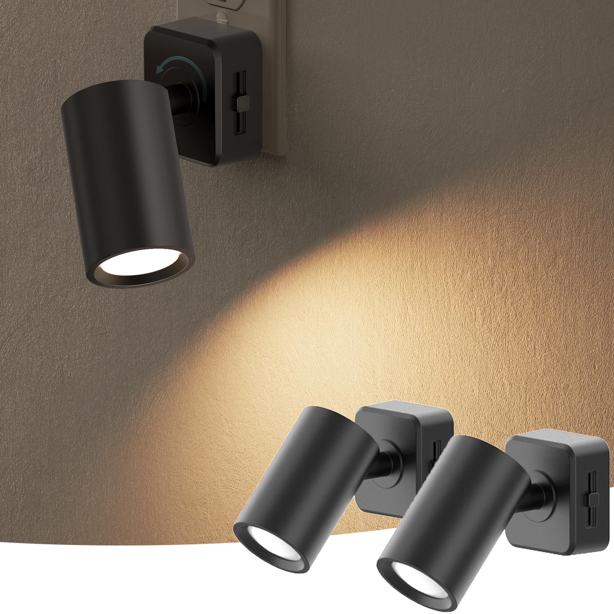 Photo 1 of Briignite Night Lights Plug into Wall, Rotating Night Light Plug in, 2Pack, Dusk to Dawn Dimmable Nightlight Soft White, 1W Led Night Light for Bedroom, Kids Room, Bathroom