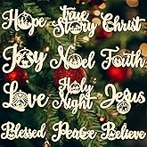 Christmas Nativity Scene Tree Ornaments Christmas Wooden Hanging Ornaments Word Sign Religious Letter Hanging Craft The Birth of Jesus Wooden Decorations for Xmas Outdoor Home Decor (Wood)