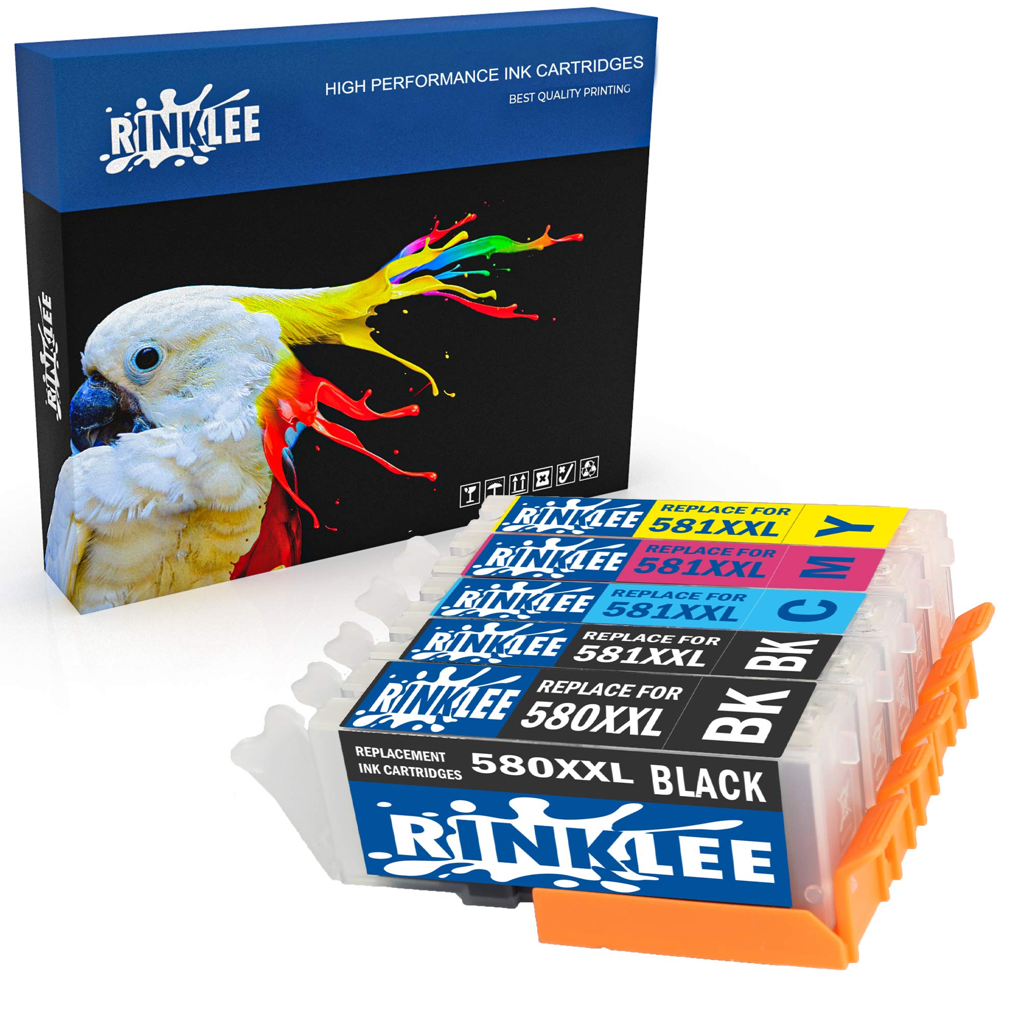 RINKLEE 5 Compatible PGI-580XXL CLI-581XXL Ink Cartridges Replacement for Canon TR7550 TS6151 TS6251 TS6350 TS6351 TS705 TS8150 TS8152 TS8250 TS8251 TS8252 TS8352 TS9150 TS9550 TS9551 TS9551C