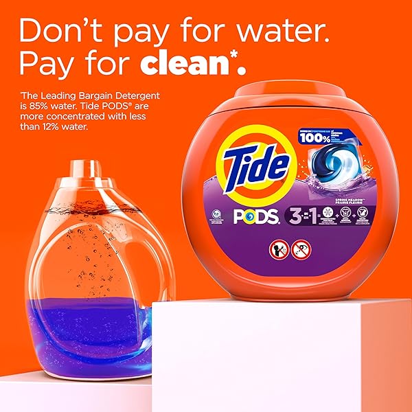 TIDE PODS LAUNDRY DETERGENT PACS, SPRING MEADOW SCENT, 112 COUNT, CONCENTRATED LAUNDRY SOAP DETERGENT, STAIN REMOVER AND COLOR PROTECTOR, TIDE PODS LAUNDRY DETERGENT