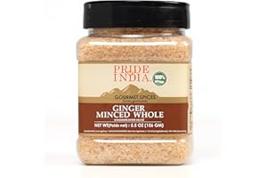 Pride of India – Ginger Minced Whole – Gourmet Spice – Rich in Antioxidant – Potent Flavor - Great for Adding Flavor to Stir 