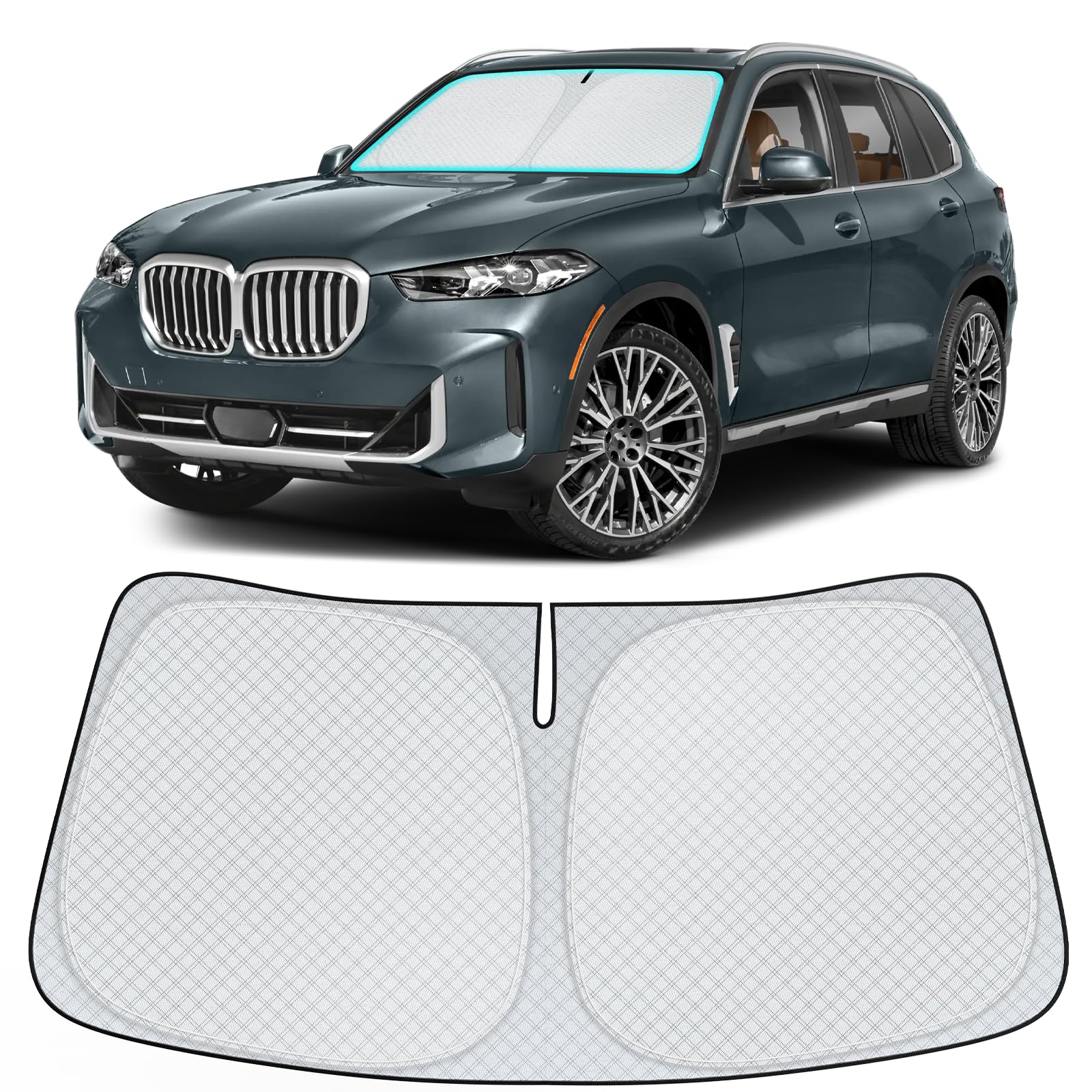 Photo 1 of INSAUTO Windshield Sun Shade for 2019-2024 2025 BMW X5 Accessories, [Upgraded 7-Layer Protection], Foldable Front Windshield Sunshade, Block Out UV Rays & Heat, Keep Car Cool