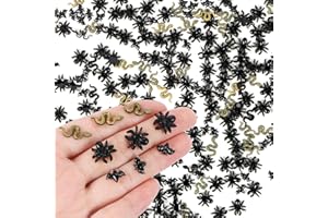 HOMICO 200 Pieces Miniature Halloween Decorations Tiny Resin Insect Mini Spiders Mini Bats Mini Snakes Halloween Miniatures for Crafts Dollhouse Fairy Garden Micro Landscaping Decoration